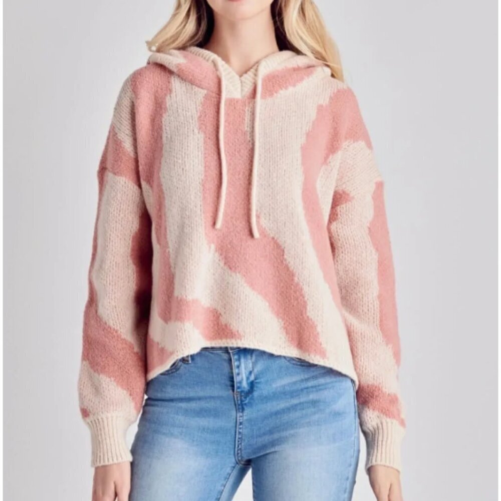 Petal Dew Women's Poly Swirl Hoodie Artsy Sweatshirt - M